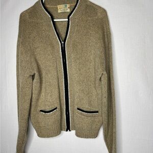 Vintage Mens Zip-Up Grandpa Cardigan Lambswool Mohair Heritage Grunge Academia